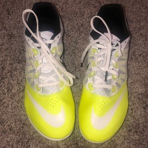 Neon Green and White Nike Rival S Racing Shoes